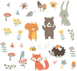 Ambiance Set autocolante pentru perete Ambiance Funny Scandinavian Animals