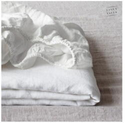 Linen Tales Cearceaf alb din in cu elastic 160x200 cm White - Linen Tales