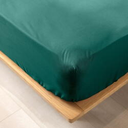 douceur d'intérieur Cearceaf verde din bumbac organic cu elastic 140x190 cm Biolina - douceur d'intérieur