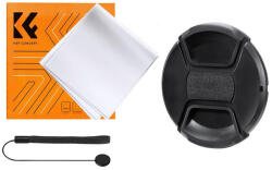 K&F Concept objektívvédő sapka zsinórral + törlőkendő (72mm) (KF-2073)