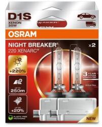 OSRAM 2 db Auto Xenon D1S OSRAM NIGHT BREAKER LASER következő generációs izzókészlet, +220%, 85V, 35W (CX 66140XN2-2HB)