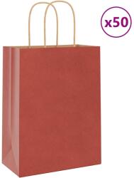 vidaXL 50 db piros papírzacskók fogantyúkkal 21x11x28 cm (4101741)