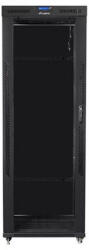 Lanberg FF01-8842-12BL 19" 42U SZÉL: 800mm MÉLY: 800mm MAG: 2097mm LCD lapraszerelt üvegajtós fekete rack szekrény (FF01-8842-12BL) - haztartasibolt