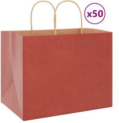 vidaXL 50 db piros kraft papírzacskók fogantyúkkal 32x22x24 cm (4101749)