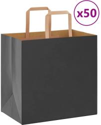 vidaXL 50 db fekete papírzacskók fogantyúkkal 26x17x25 cm (4101857)
