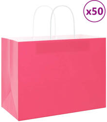 vidaXL 50 db rózsaszín papírzacskók fogantyúkkal 32x17x25 cm (4101663)