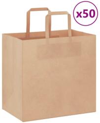 vidaXL 50 db barna kraft papírzacskók fogantyúkkal 26x17x25 cm (4101801)