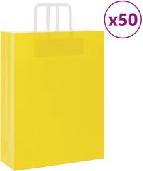 vidaXL 50 db sárga papírzacskók fogantyúkkal 32x12x42 cm (4101998)