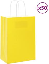 vidaXL 50 db sárga papírzacskók fogantyúkkal 15x8x21 cm (4101767)