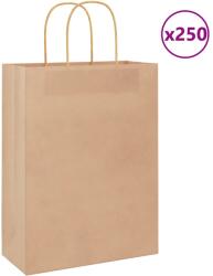 vidaXL 250 db barna kraft papírzacskók fogantyúkkal 26x12x35 cm (4101590)