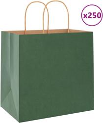 vidaXL 250 db zöld kraft papírzacskók fogantyúkkal 26x17x25 cm (4101731)