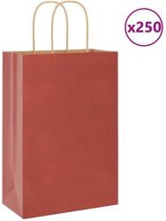 vidaXL 250 db piros papírzacskók fogantyúkkal 21x11x31 cm (4101756)