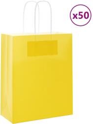 vidaXL 50 db sárga papírzacskók fogantyúkkal 18x8x22 cm (4101768)