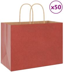 vidaXL 50 db piros papírzacskók fogantyúkkal 32x17x25 cm (4101747)