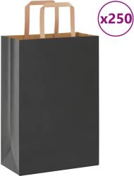 vidaXL 250 db fekete papírzacskók fogantyúkkal 21x11x31 cm (4101868)