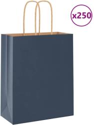 vidaXL 250 db kék kraft papírzacskók fogantyúkkal 18x8x22 cm (4101698)