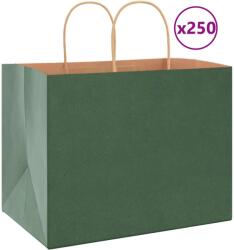 vidaXL 250 db zöld kraft papírzacskók fogantyúkkal 32x22x24 cm (4101735)