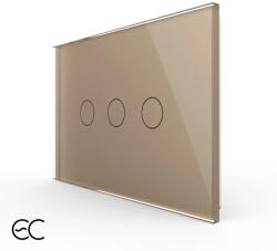 LIVOLO Intrerupator triplu cu touch Livolo din sticla, standard Italian, protocol ZigBee EC - Serie noua - culoare auriu