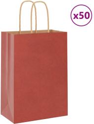 vidaXL 50 db piros papírzacskók fogantyúkkal 15x8x21 cm (4101739)