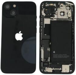  Apple iPhone 13 középső keret akkufedéllel, kamera lencsével fekete (akkumulátorral és töltő csatlakozós átvezető fóliával szerelt) Gyári Grade AB