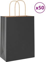 vidaXL 50 db fekete papírzacskók fogantyúkkal 21x11x28 cm (4101629)