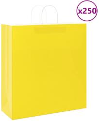 vidaXL 250 db sárga papírzacskók fogantyúkkal 45x17x48 cm (4101793)