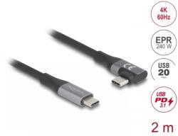 Delock Cablu USB 20 Gbps/4K60Hz PD 3.1 Extended Power Range 240W drept/unghi 90 grade 2m, Delock 81132 (81132)