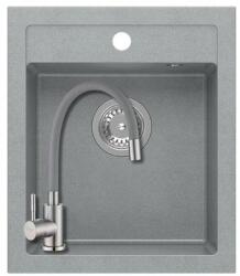 Quadron 1353+SAP4-F090GY - Quadron JOHNNY 100 gránit mosogató (430x500 mm, 1 medence) Silver stone + Zegor csaptelep szürke (1353+SAP4-F090GY)
