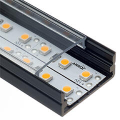 ANRO LED Profile ALP-004 Fekete - Alumínium U profil LED szalaghoz (Átlátszó búrával) (LP103B - LP-UNICOV2-TRA)