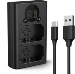 K&F Concept Sony NP-FZ100 Dupla Utazó Gyors-Töltő -USB-C (Type C) Sony FZ100 Charger (KF28.0010V1)