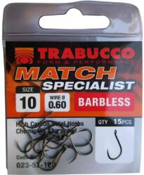 Trabucco Match Specialist szakáll nélküli horog 10, 15 db/csg (023-52-100) - damil