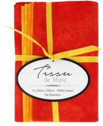 Tissu de Marie fat quarter csomag, 5 db patchwork pamutvászon, 50 x 57 cm/db, felhős, sárgás, vöröses árnyalatok, 95699-05