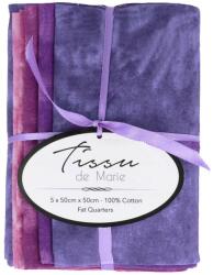 Tissu de Marie fat quarter csomag, 5 db patchwork pamutvászon, 50 x 57 cm/db, felhős, lila árnyalatok, 95699-03