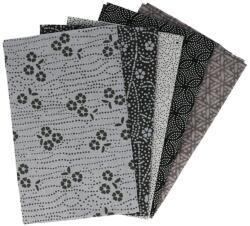 Tissu de Marie fat quarter csomag, 5 db patchwork pamutvászon, 50 x 57 cm/db, Sincer Silver, 96587