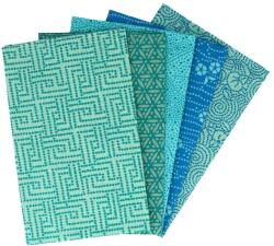 Tissu de Marie fat quarter csomag, 5 db patchwork pamutvászon, 50 x 57 cm/db, Tranquil teal, 96590