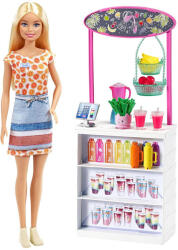 Mattel Set de joaca Barbie, Papusa Barbie blonda Smoothie Bar (GRN75)