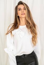 Hermosa Bluză Myra - Albă, neopren cu mâneci lungi și detalii tip fundă