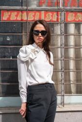 Hermosa Camasa din rayon satinat Fernanda, alb