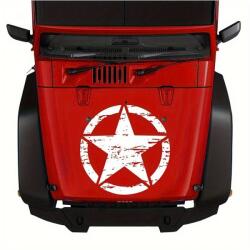 AVEX Sticker autoadeziv pentru vehicule Off Road, model "Rusted Army Star", dimensiune 50 x 50 cm, culoare Alba (AVX-OFFROAD-14) - kalki