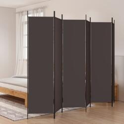 vidaXL Параван за стая, 6 панела, кафяв, 300x200 см, плат (350191)