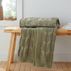 Catherine Lansfield Pătură verde tricotată 130x170 cm Chunky Marl Knit - Catherine Lansfield Patura