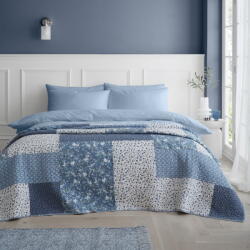 Bianca Cuvertură albastră matlasată din bumbac 220x230 cm Floral Patchwork - Bianca