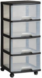 Curver Etajeră pe roți neagră/transparentă din plastic 37x80, 5 cm - Curver Raft