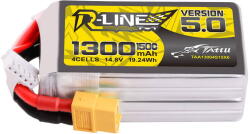 Tattu R-Line Version 5.0 1300mAh 14.8V 150C 4S1P Lipo Battery Pack with XT60 Plug (42847) - pcone