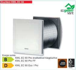 Helios EcoVent hővisszanyerős szellőző, EC motor, faláttörésbe, ~1 fázis, 230V, 1db KWL-BCU kezelőegységgel (H00009951)