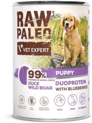 VetExpert Conserva hrana umeda pentru catei RAW PALEO Duck&Boar Puppy 400g rata si mistret