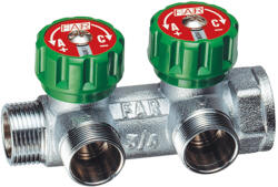 FAR Multifar szelepes osztó, 2 kör, eurokónuszos, 1" KB-3/4" (3821134EU)
