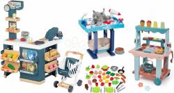 Smoby Set magazin electronic și colț de îngrijire Super Market Smoby cu cărucior alimente și stand de îngețată (SM350239-27)