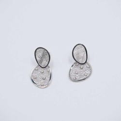  Ezüst Kettős Fülbevaló - Köves, Aszimmetrikus