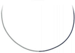 Ezüst Cirkónium Köves Nyaklánc - Kék-Fehér - 32cm (Ezust-nyaklanc-VEF103)